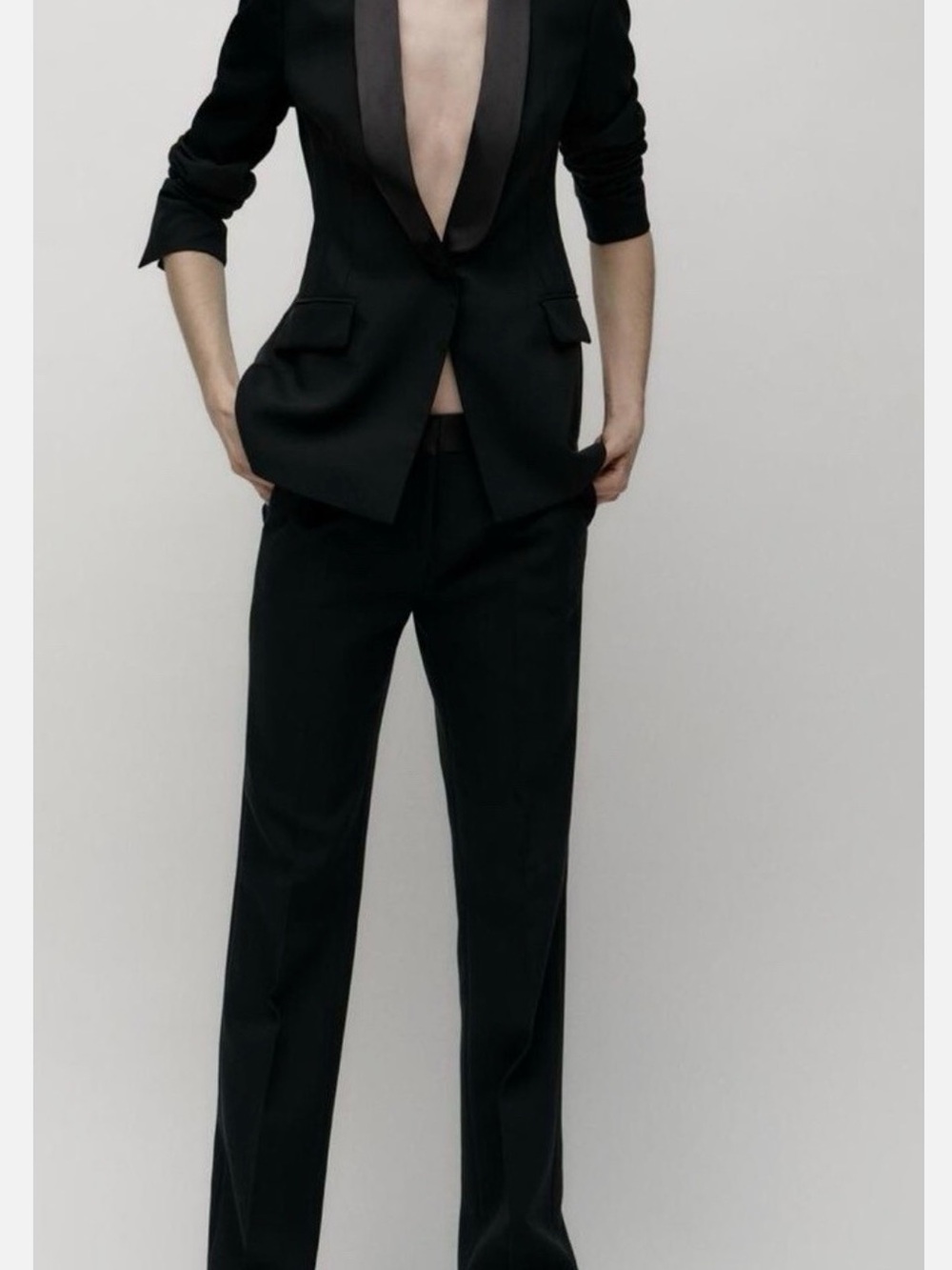 Zara Women’s Black Tuxedo with Satin Lapel